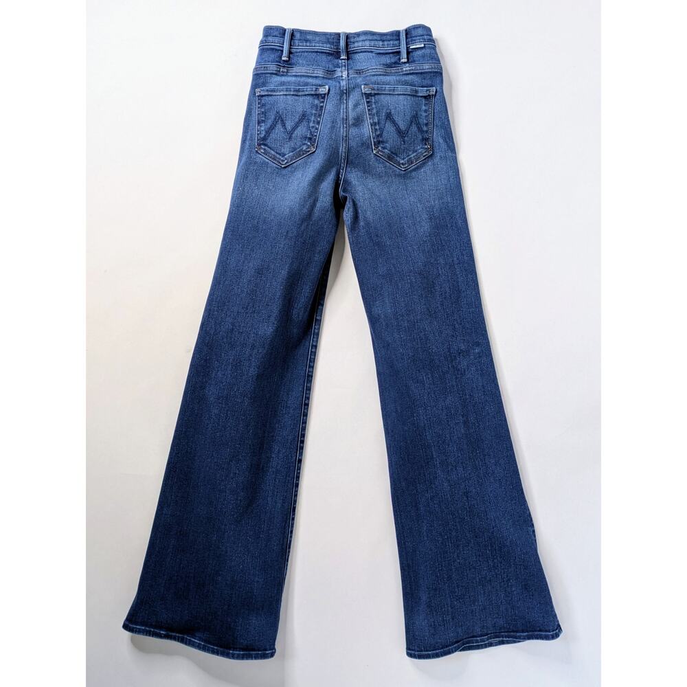 MOTHER Hustler Roller Heel 24 Blue High Rise Wide Leg Clean Hem Full Length 31" - Picture 15 of 15